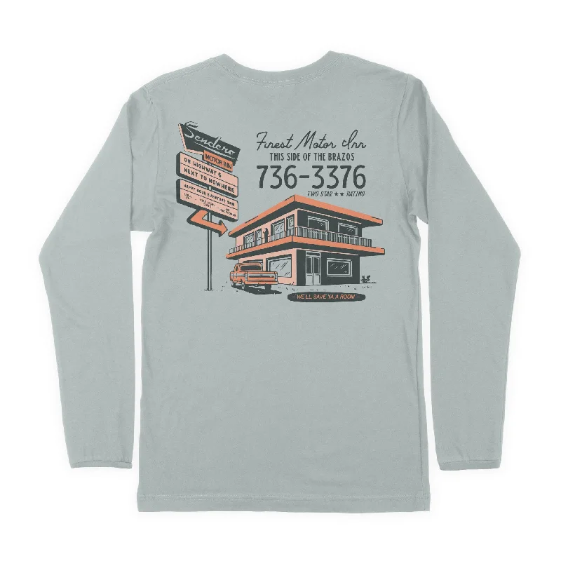 Motor Inn Long Sleeve T-Shirt Spandex Blend Rayon Blend Denim Blend
