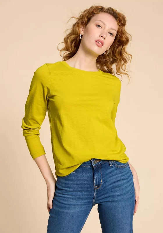 White Stuff Clara Basic Cotton T-Shirt, Deep Yellow Fashionable Trendy Casual