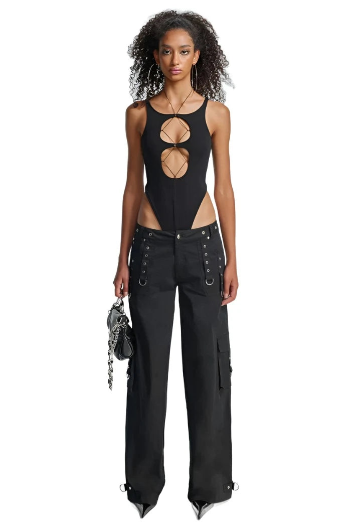 THE KRIPT - "Pulse" Bodysuit - Stretch Cutout Detail High Cut Fashionable Bodysuit for Date Night