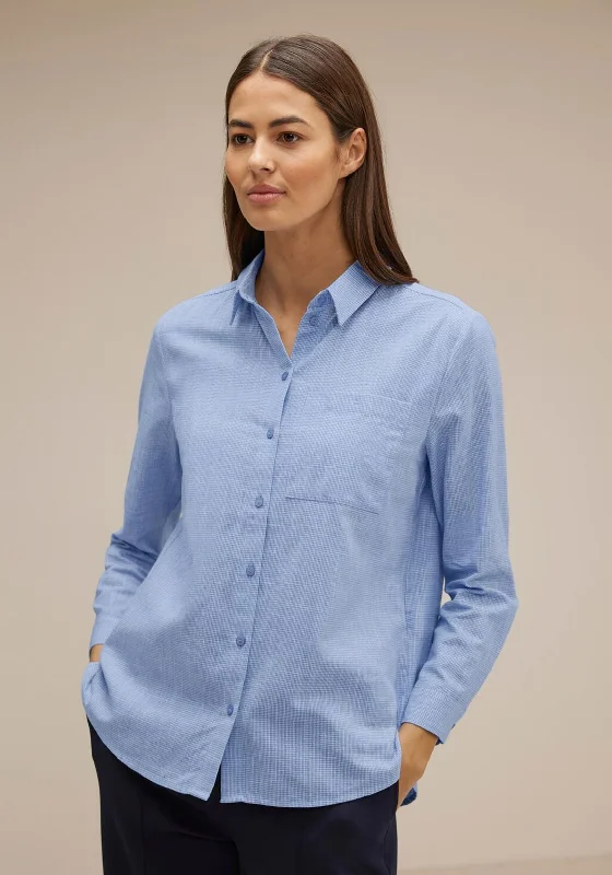 Street One Chambray Shirt, Original Blue Silk Blend Satin Velvet