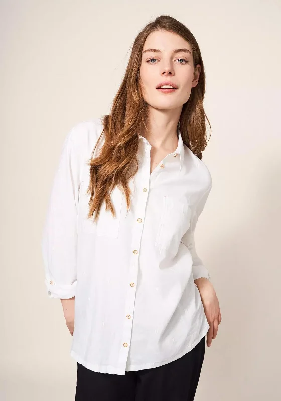 White Stuff Sophie Organic Cotton Shirt, Pale Ivory Spandex Blend Rayon Blend Denim Blend