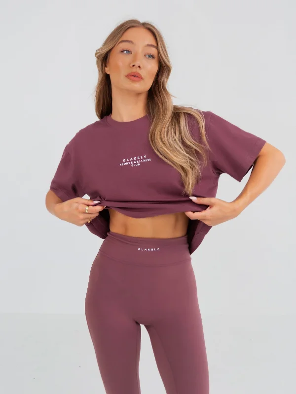Ultimate Cropped T-Shirt - Burgundy Welt Pockets Slit Pockets Flap Pockets