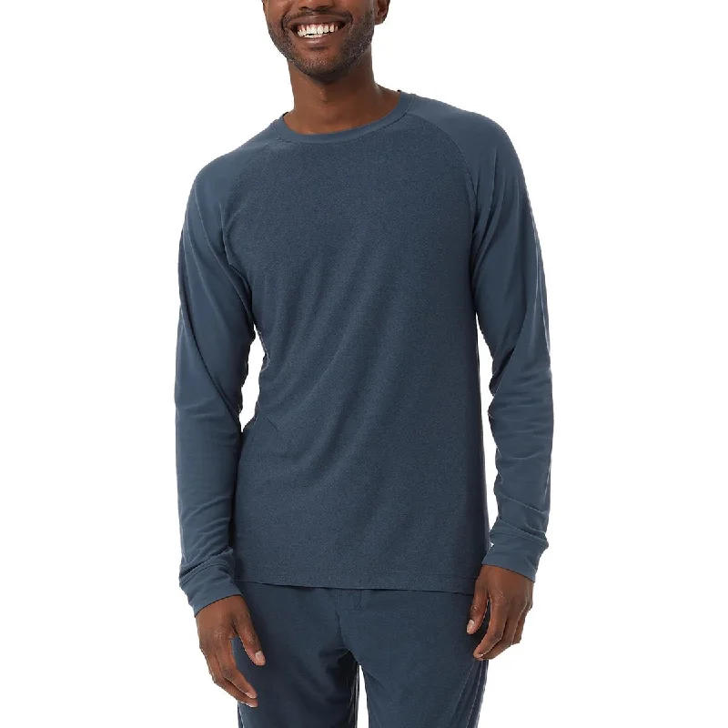 32 Degrees Heat Mens Colorblock Knit Sleep Shirt Ribbed Striped Patterned