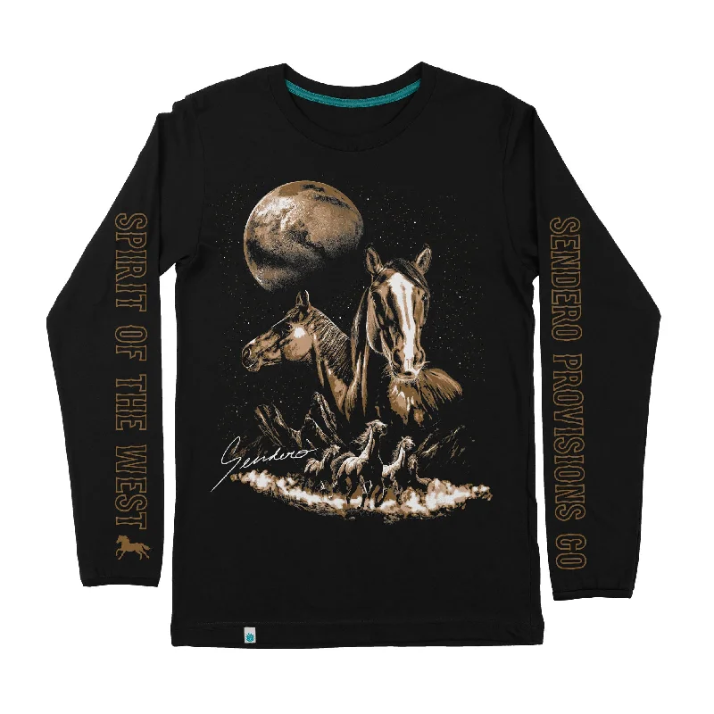 Midnight Riders Long Sleeve T-Shirt Beaded Sequined Faux Fur