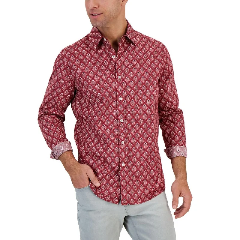 Club Room Mens Cotton Printed Button-Down Shirt Terry Blend Velvet Blend Canvas Blend Club Room Mens Cotton Printed Button-Down Shirt Terry Blend Velvet Blend Canvas Blend