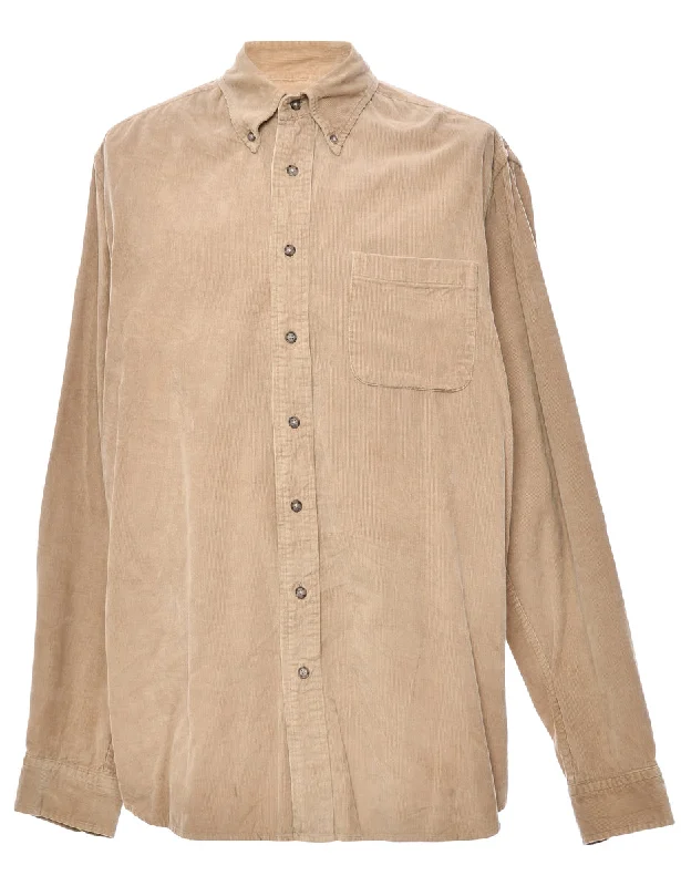 Light Brown Eddie Bauer Shirt - L Striped Floral Plaid