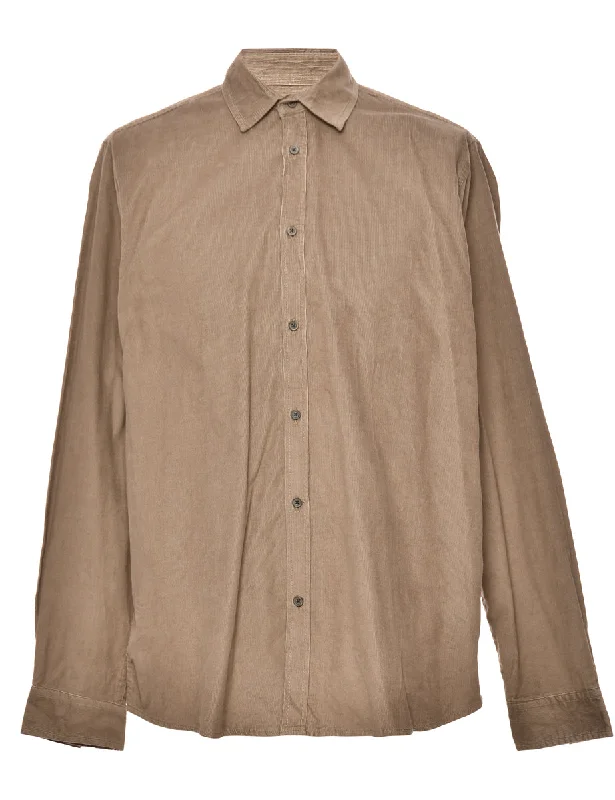 Light Brown Corduroy Shirt - M Cashmere Blend Cotton Blend Poly Blend