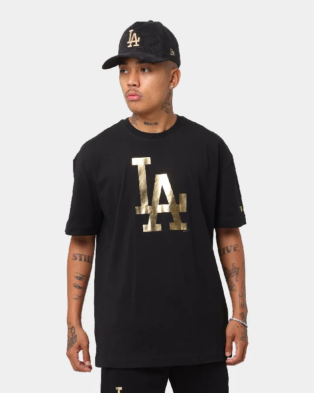 New Era Los Angeles Dodgers "Metallic" Oversize T-Shirt Black/Gold Front Pockets Side Pockets Patch Pockets