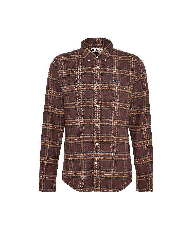 Drumhill Tailored Long Sleeved Shirt - Brown Silk Blend Satin Velvet