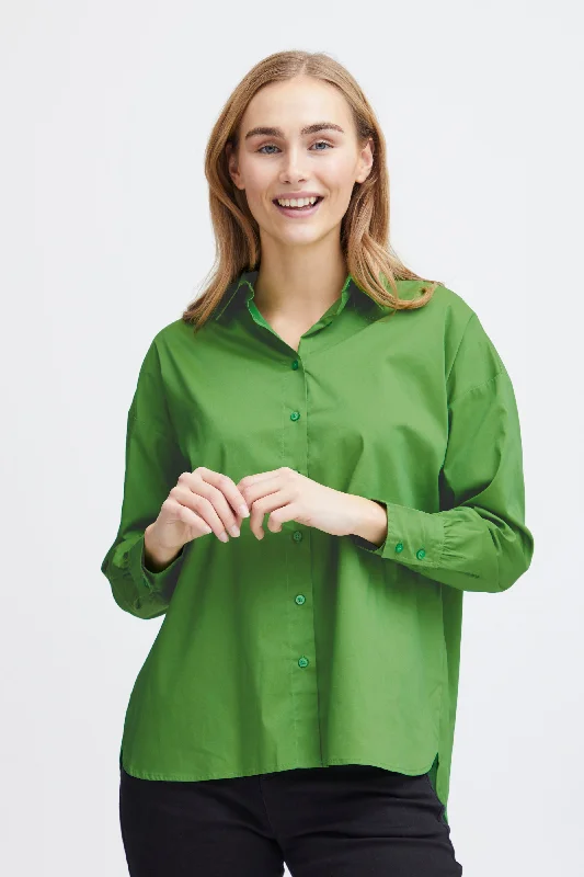 Fransa Basic Solid Colour Shirt, Online Lime Zippered Buttoned Snapped