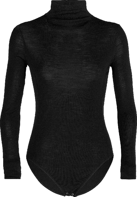 Merino Queens Long Sleeve High Neck Bodysuit - Women's|-|Justaucorps à col montant et manches longues Queens - Femme Trendy Sleeveless Bodysuit