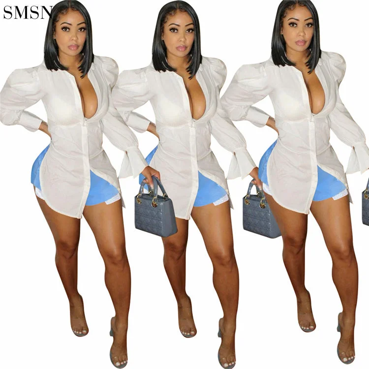New Trendy White V-Neck Shirt With Irregular Hem Tops Long Sleeve T Shirt Women Anti-Pilling Machine Wash Handmade New Trendy White V-Neck Shirt With Irregular Hem Tops Long Sleeve T Shirt Women Anti-Pilling Machine Wash Handmade