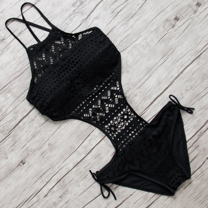 New One Piece Swimsuit 2018 Swimwear Women Push Up Monokini Solid Bodysuit Set Sexy Beach Wear Maillot de Bain Femme Bodysuits Elegant Bodysuit with Lace Trim
