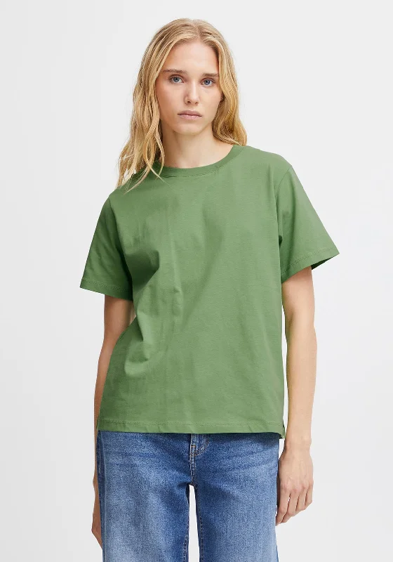 ICHI Basic Crew Neck T-Shirt, Green Tea Casual Formal Business