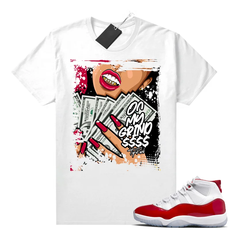 Cherry 11s Sneaker Match White On My Grind Print 100% Cotton Unisex Graphic T Shirt For Women Streetwear Women's T Shirt Houndstooth Herringbone Solid Cherry 11s Sneaker Match White On My Grind Print 100% Cotton Unisex Graphic T Shirt For Women Streetwear Women's T Shirt Houndstooth Herringbone Solid