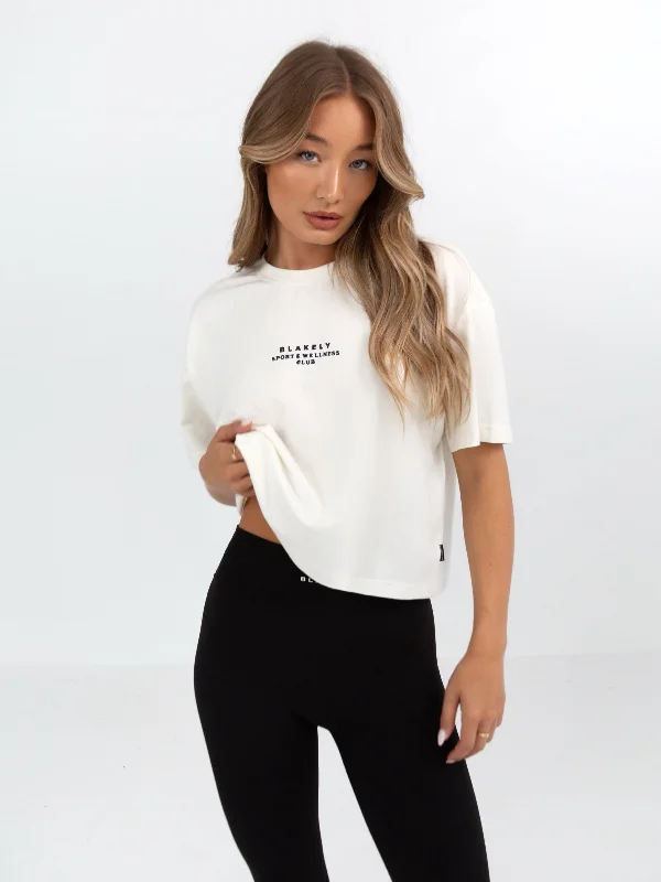 Ultimate Cropped T-Shirt - Off White Zippered Front Buttoned Front Snap Front