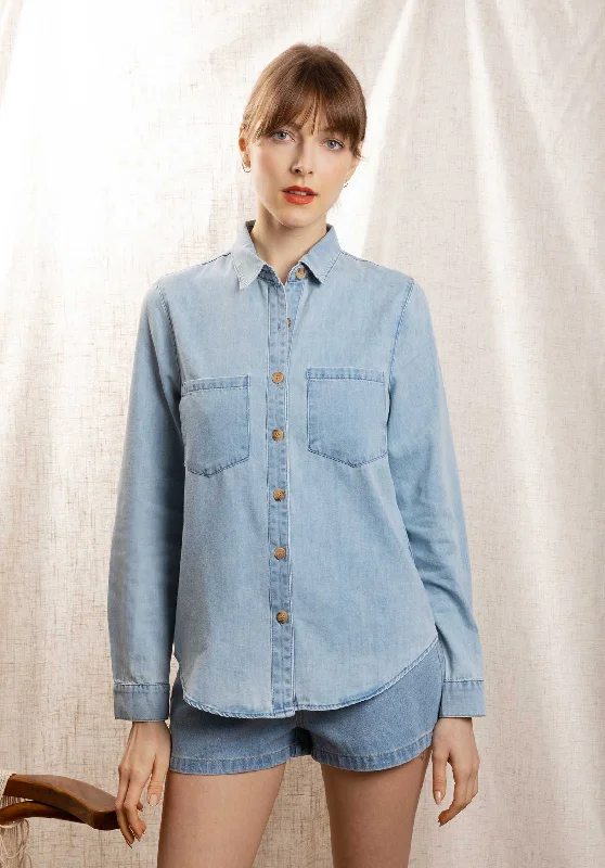 Shirt 3695 Blue-Clair Wool Fabric Cashmere Fabric Tweed Fabric