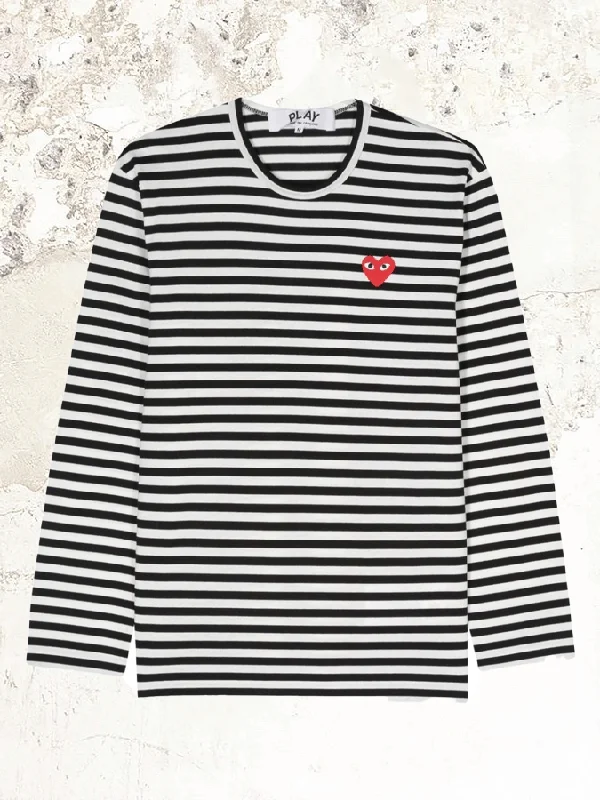 Comme Des Garçons Play LOGO PATCH LONGLEEVE T-SHIRT Houndstooth Herringbone Solid