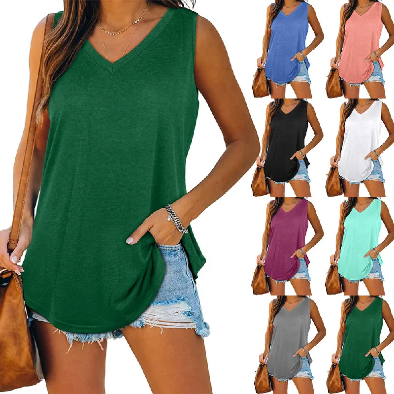 Fengway 2022 new hot sale t shirts for women solid color sleeveless casual V neck cotton bd safe-clip Zippered Buttoned Snapped Fengway 2022 new hot sale t shirts for women solid color sleeveless casual V neck cotton bd safe-clip Zippered Buttoned Snapped