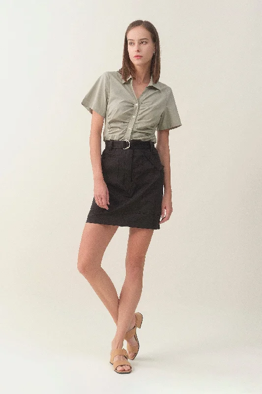 Slim Ruched Shirt - Laurel Lace Blend Ribbed Blend Corduroy Blend