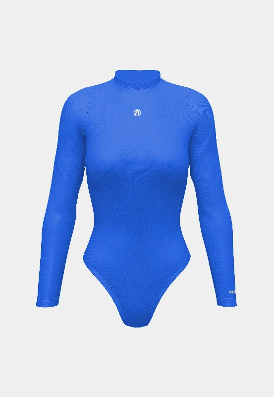 Ashluxe -A - Bodysuit blue Trendy High-Neck Bodysuit