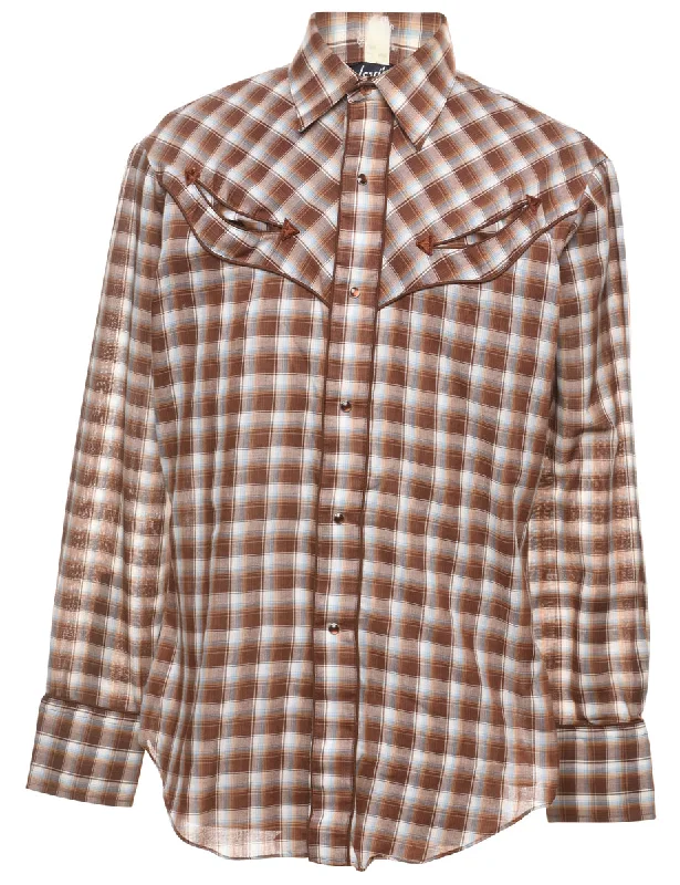 Levi's Checked Western Shirt - S Hooded Caped Shawl Collar