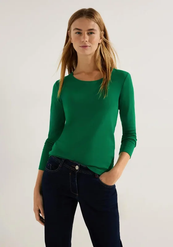 Cecil Basic Long Sleeve T-Shirt, Easy Green Mesh Blend Leather Blend Suede Blend