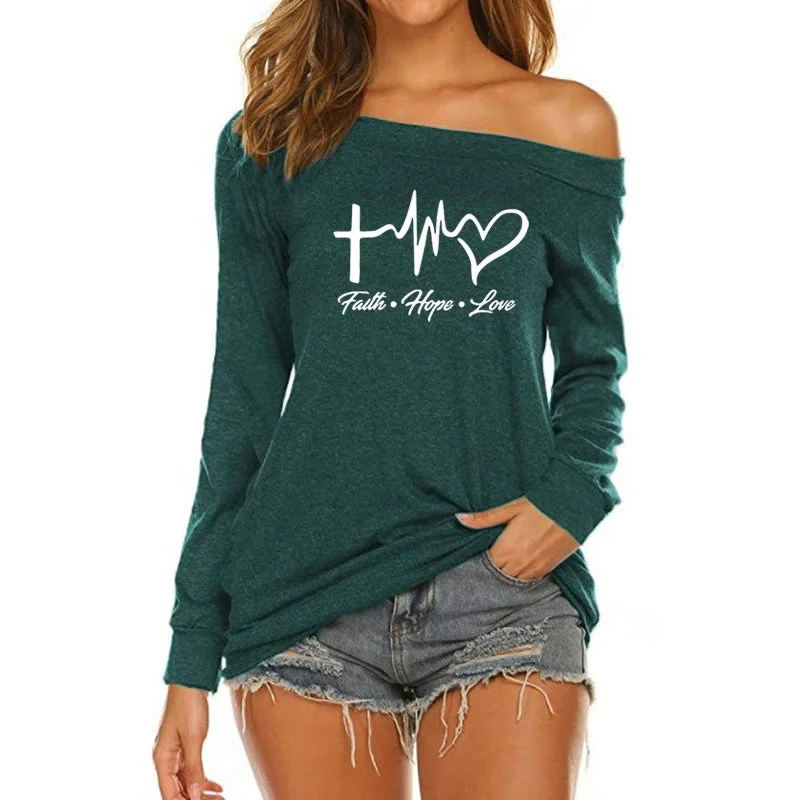 Faith Hope Love Custom Logo American Long Sleeve Loose Autumn Tees T shirt Women fall 2022 women clothes Terry Blend Velvet Blend Canvas Blend Faith Hope Love Custom Logo American Long Sleeve Loose Autumn Tees T shirt Women fall 2022 women clothes Terry Blend Velvet Blend Canvas Blend