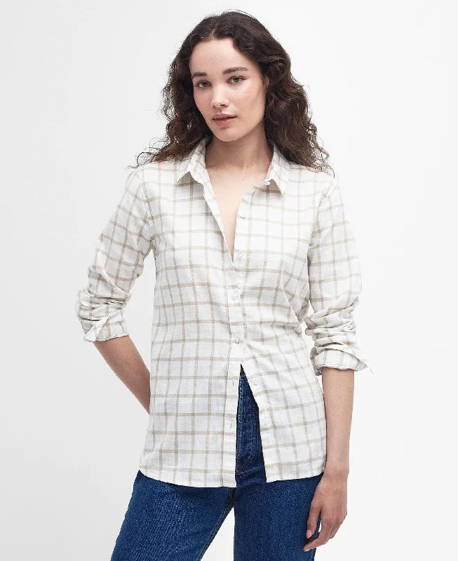 Barbour Womens Newbury shirt - Cloud check Zippered Front Buttoned Front Snap Front