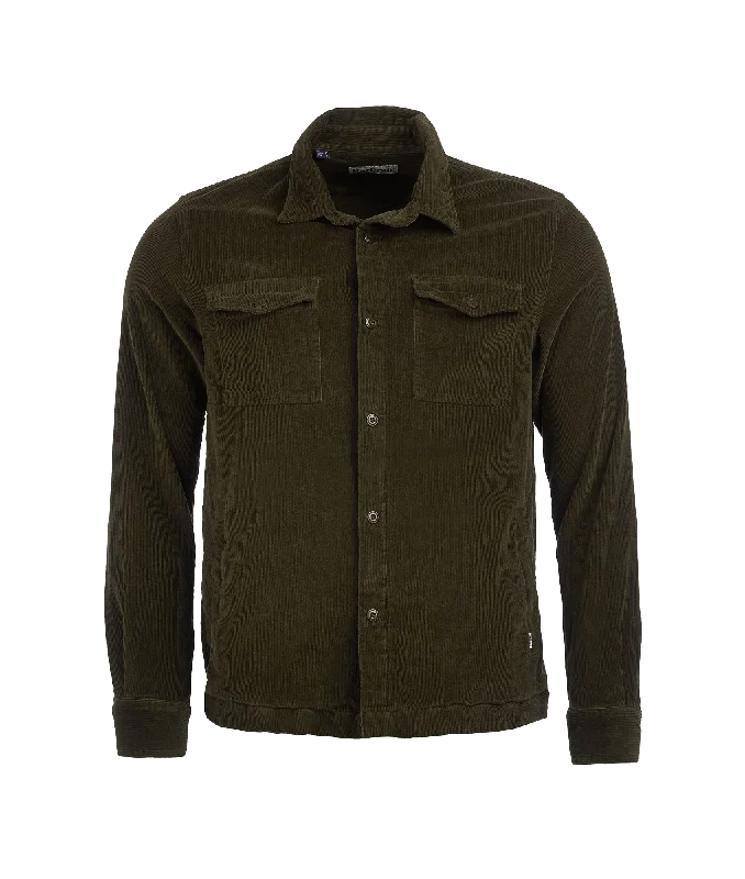 Cord Overshirt - Green Fleece Nylon Spandex