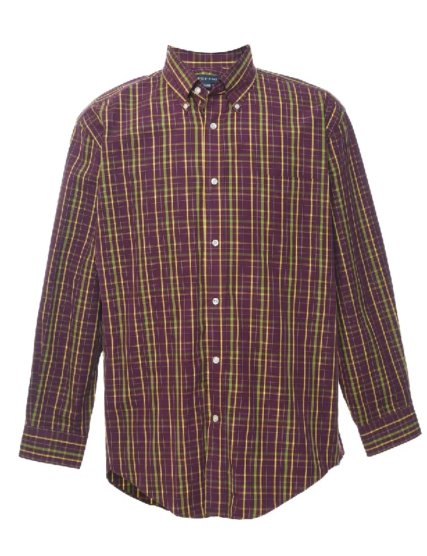 Land's End Checked Shirt - L Modern Contemporary Chic