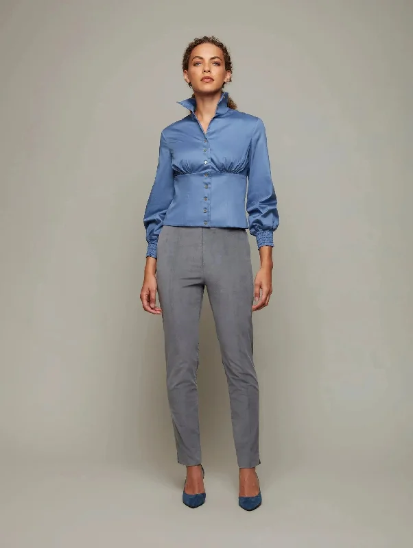 ROOT | Ruched Fitted Shirt Hooded Caped Shawl Collar