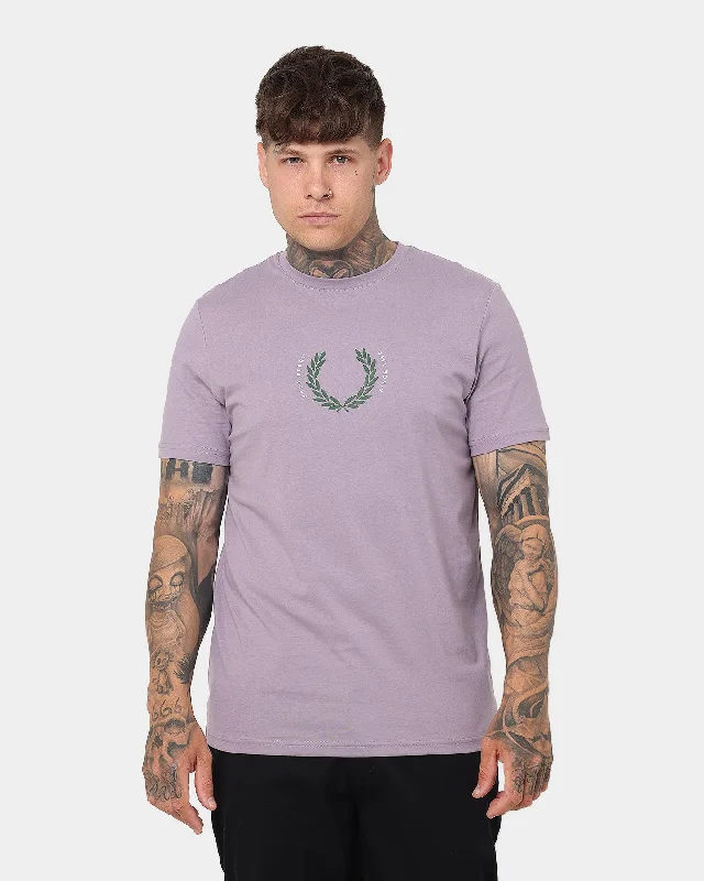 Fred Perry Laurel Wreath T-shirt Lavender Ash Ribbed T-Shirt High Neck Heavyweight