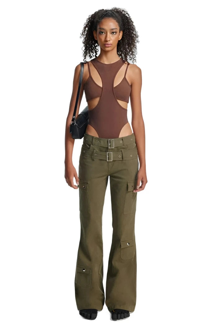 THE KRIPT - "Titan" Bodysuit - Adjustable Stretch Knit Trendy Floral Print Bodysuit