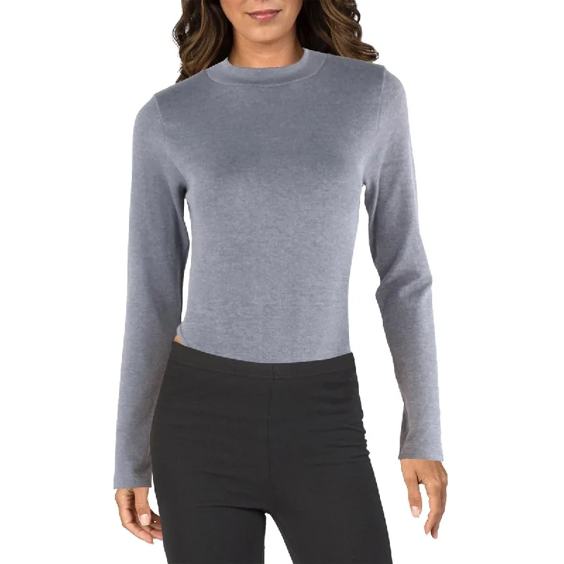 Womens Mock Neck Long Sleeve Bodysuit Stylish Bodysuit with Cross Front