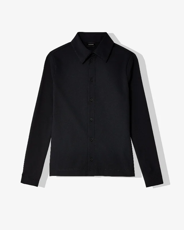 Balenciaga - Women's Fitted Stretch Shirt - (Black) Collared Crew Neck Turtle Neck