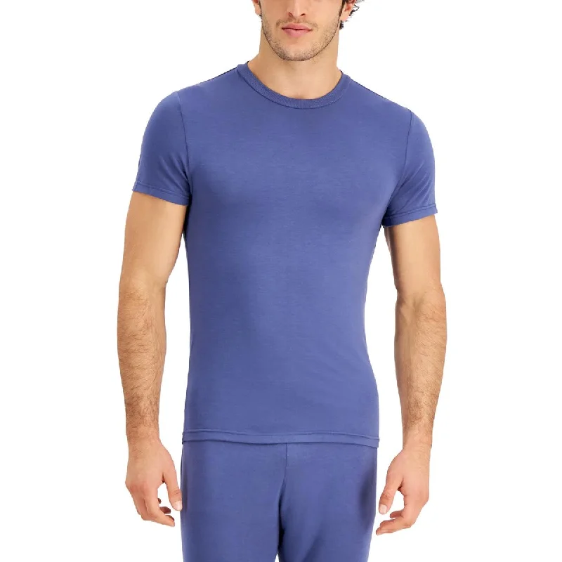 INC Mens Solid Pajama Sleep Shirt Graphic T-Shirt Round Neck Polyester