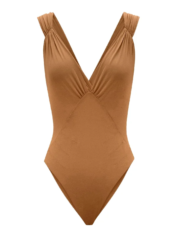 CROSSED BACK BODYSUIT IN SILK MUSLIN Stylish High-Waisted Bodysuit