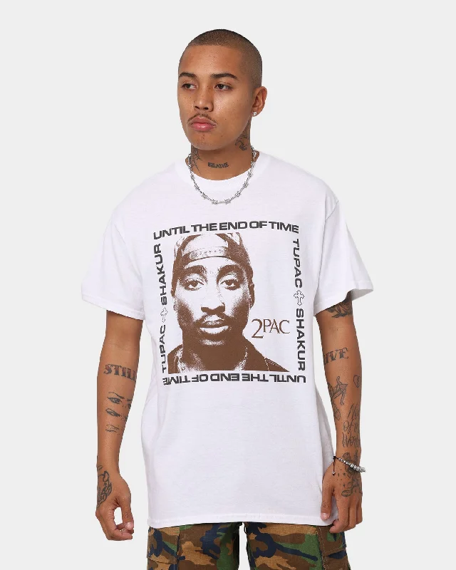 Tupac Uteot White Short Sleeve T-Shirt White Denim Fabric Leather Fabric Suede Fabric