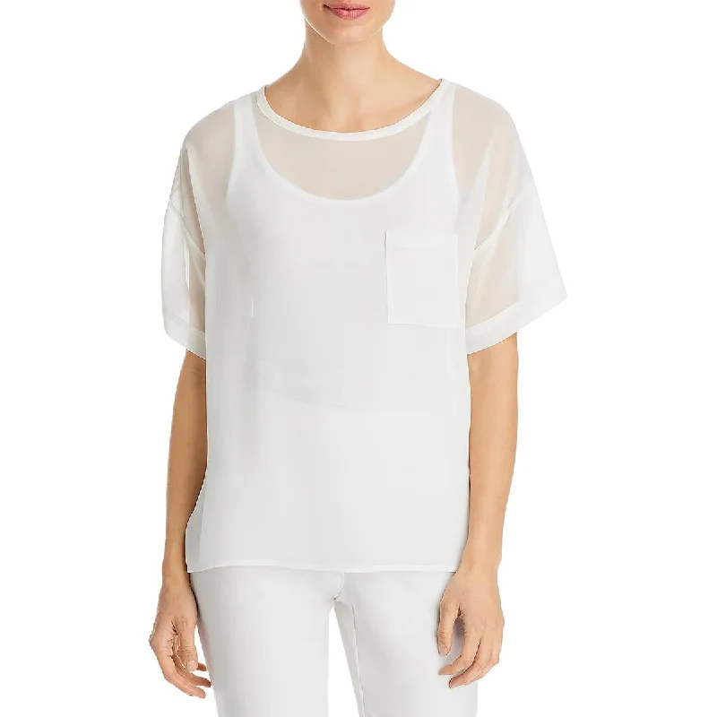 &BASICS Womens Chiffon Pocket T-Shirt Anti-Pilling Machine Wash Handmade