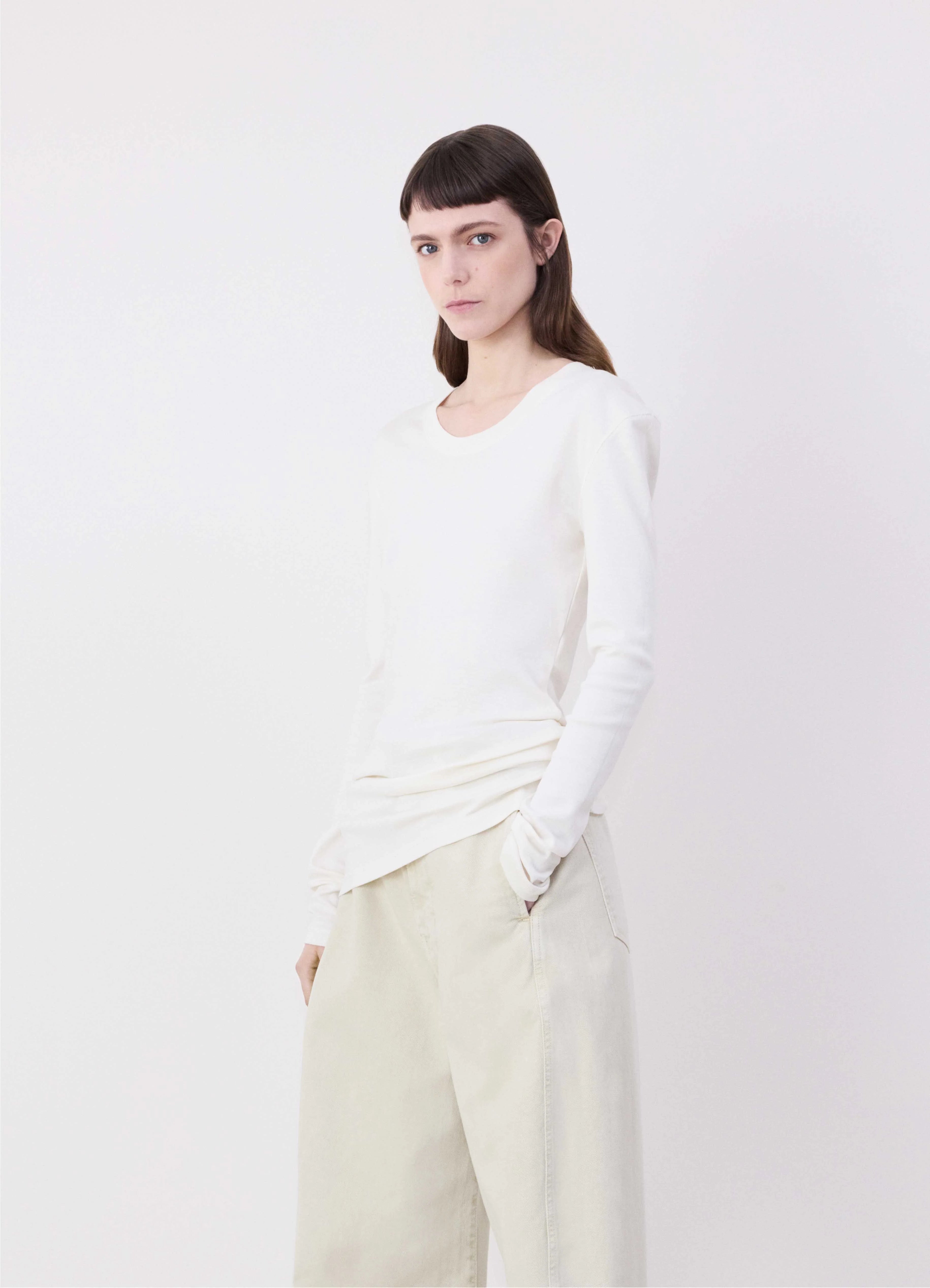 RIB LONG SLEEVE T-SHIRT Print Jacquard Patchwork