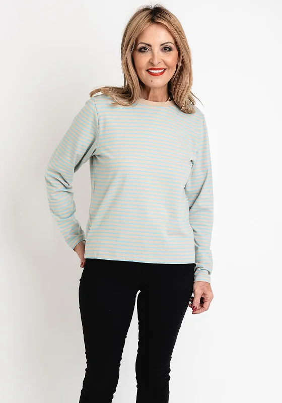 Ichi Mira Long Sleeved Stripe T-Shirt, Doeskin Modern Contemporary Chic