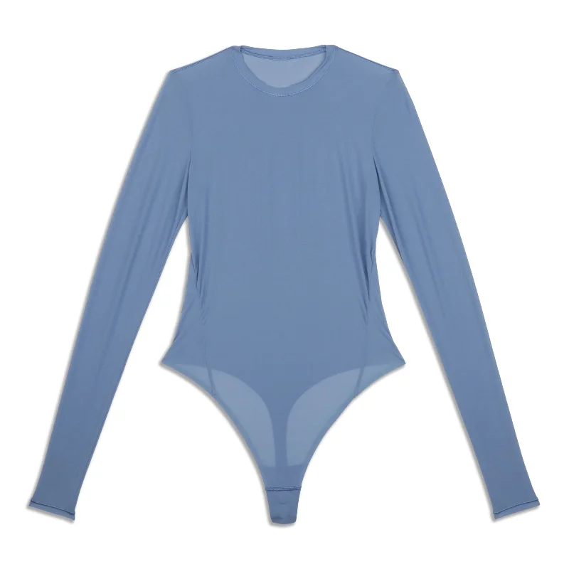Long-Sleeve Crewneck Bodysuit - Resale Comfortable Bodysuit with Deep V