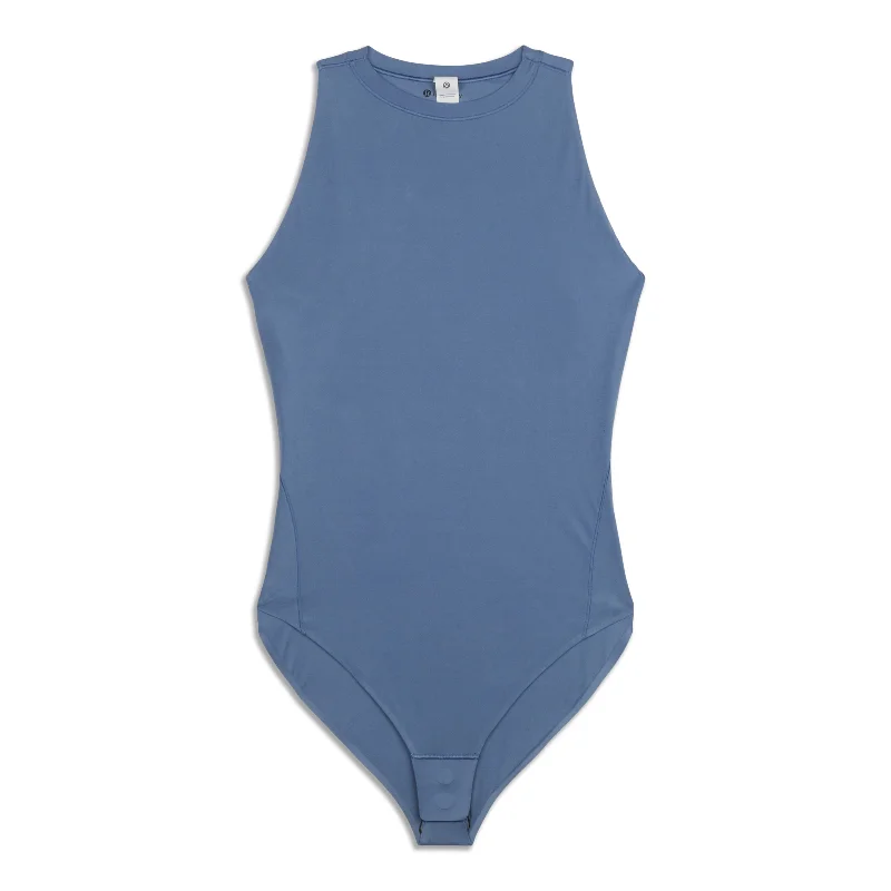 Wundermost Ultra-Soft High-Neck Sleeveless Bodysuit - Resale Stylish Bodysuit with Lace Accents