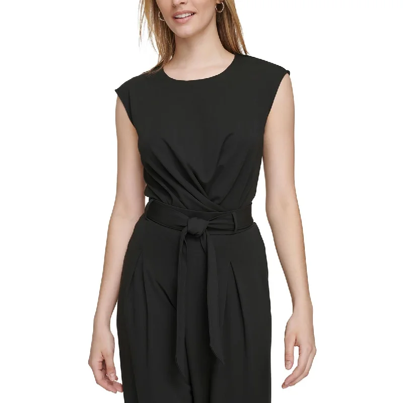Womens Faux Wrap Shell Bodysuit Comfortable T-shirt Bodysuit
