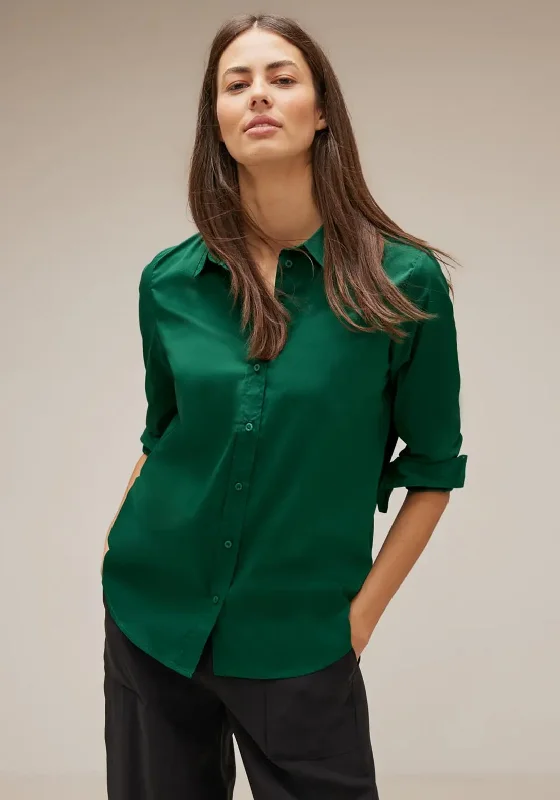 Street One Basic Cotton Shirt, Gentle Green Chenille Brocade Lace