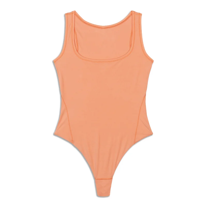 Wundermost Ultra-Soft Square-Neck Sleeveless Bodysuit - Resale Fashionable Square Neck Bodysuit