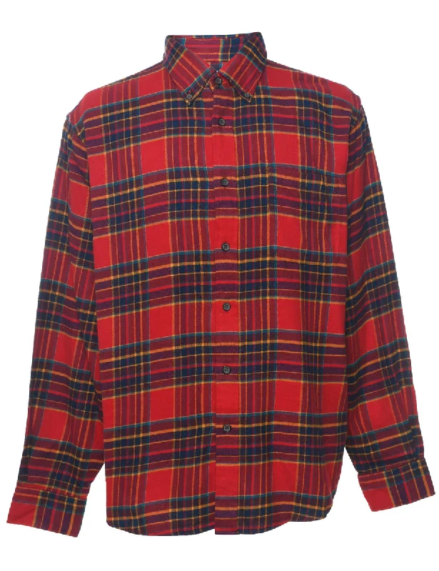 Land's End Checked Shirt - L Casual Formal Business