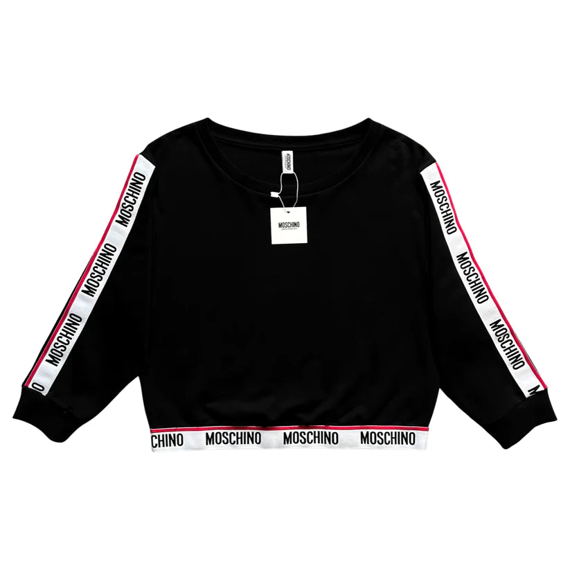 WOMENS MOSCHINO TAPE SWEATER - BLACK Terry Blend Velvet Blend Canvas Blend