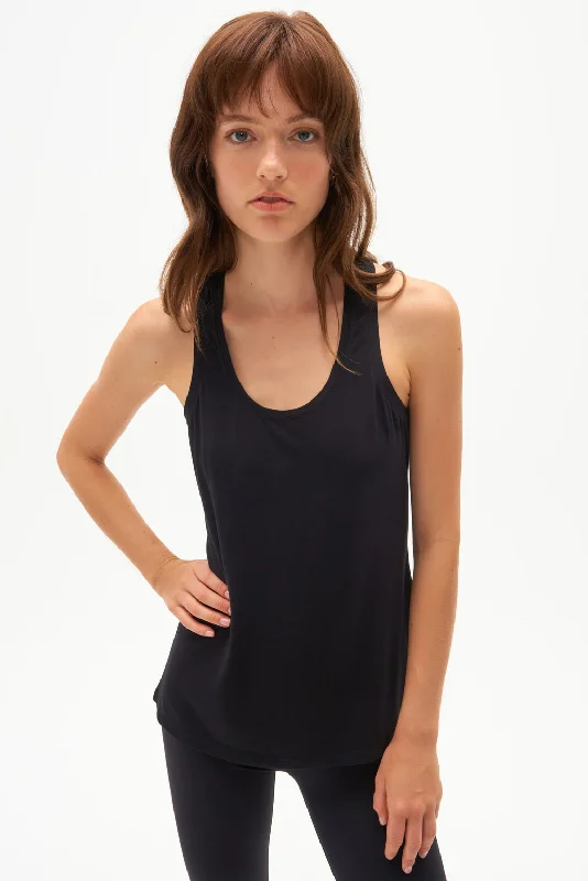 TONI SCOOP NECK JERSEY TANK turquoise tank top